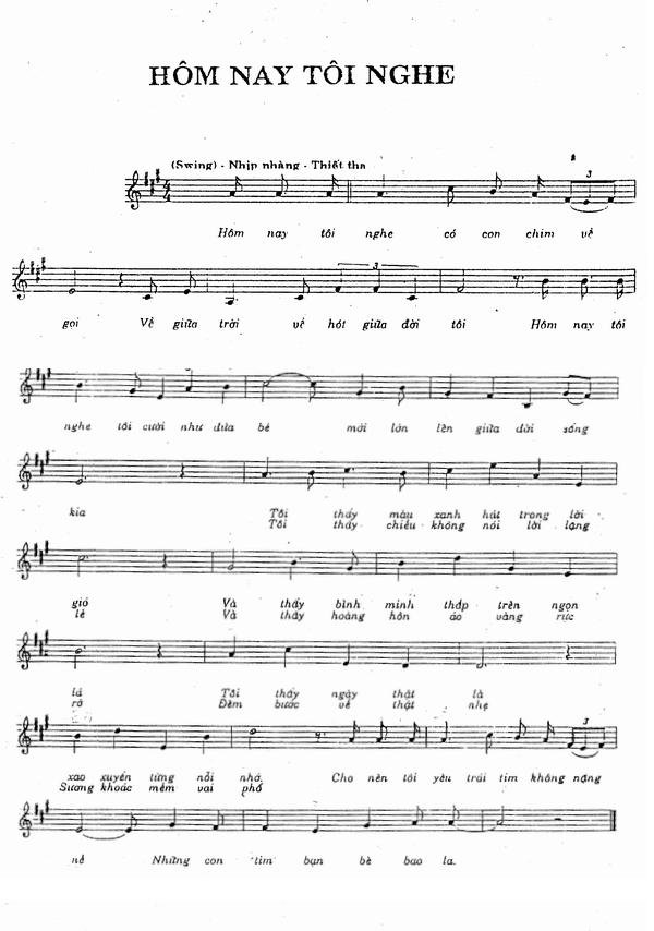 Sheet nhạc Hôm Nay Tôi Nghe